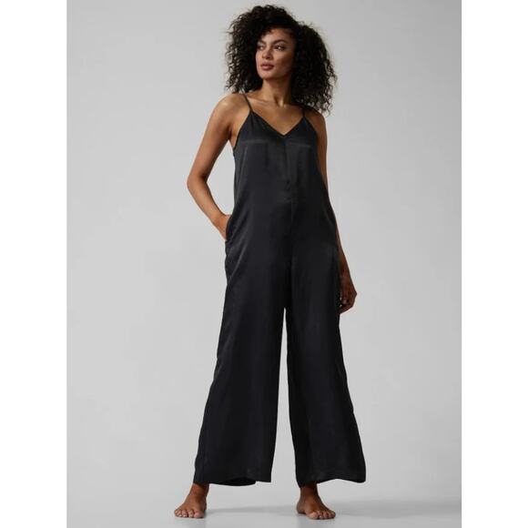 Athleta NWT Black Cupro Calm Cool Romper XL - Picture 1 of 5
